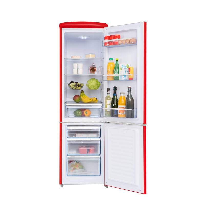 Kombinierter Kühlschrank Retro Vintage Rot 244L CB255RRA++ FrigeluX