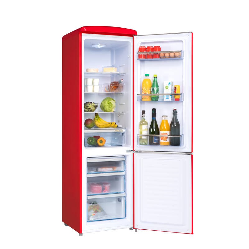 Kombinierter Kühlschrank Retro Vintage Rot 244L CB255RRA++ FrigeluX