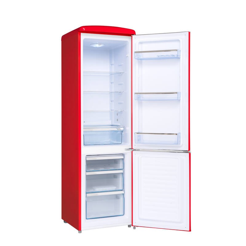 Kombinierter Kühlschrank Retro Vintage Rot 244L CB255RRA++ FrigeluX