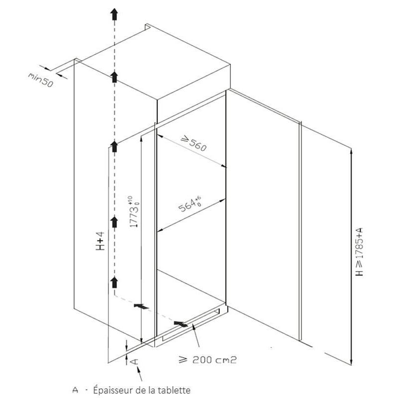 Integrierter vertikaler Kühlschrank SPNF177BI 304 L - Frigelux