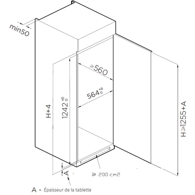 Integrierter vertikaler Kühlschrank SP122BI 205 L - Frigelux